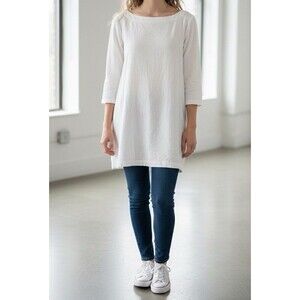 CP SHADES White Corduroy Boat Neck Tunic Dress/Top - Size Small - Made in USA